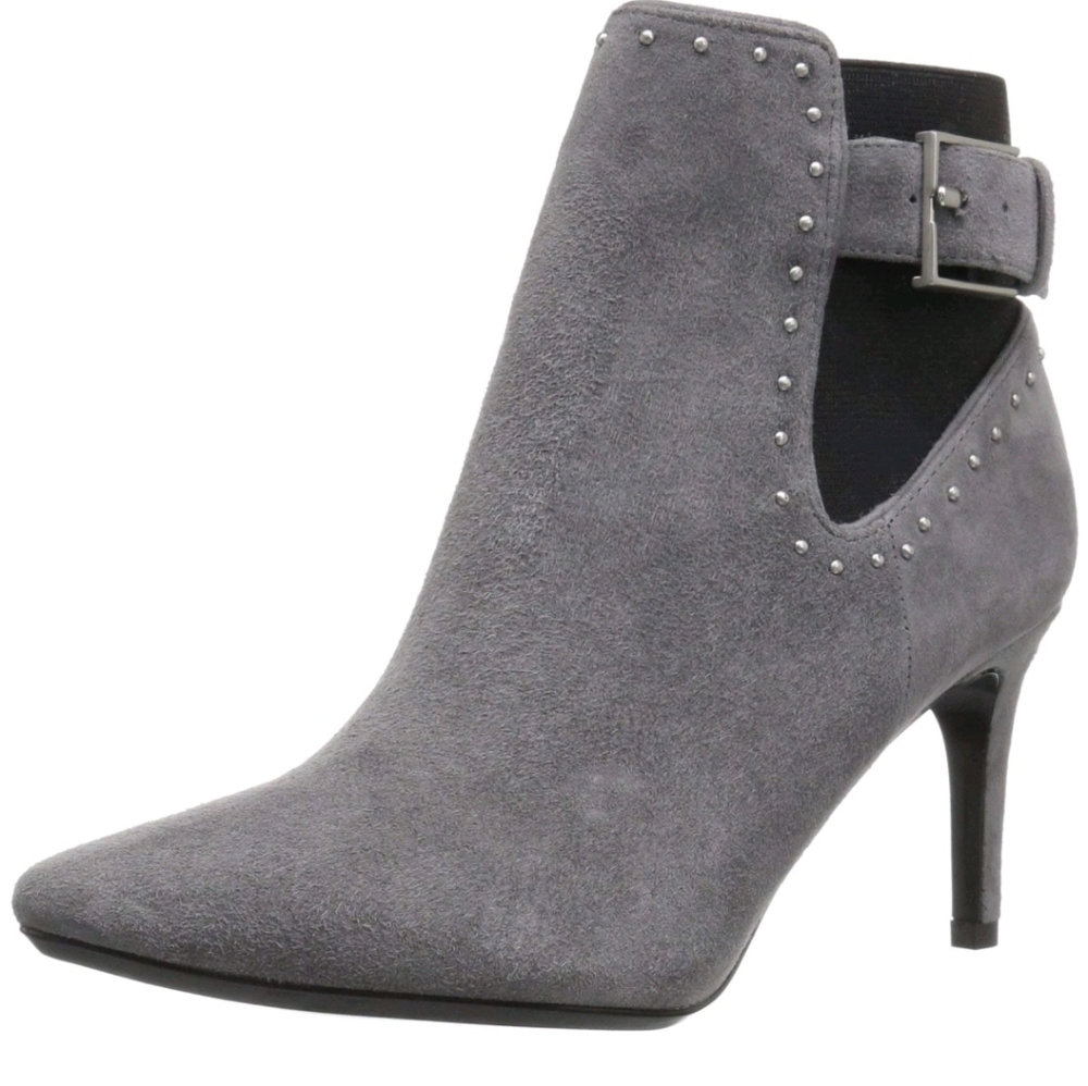 Gray / Black / Silver Booties by Calvin Klein Rounded Pointed Toe w/Side Zipper